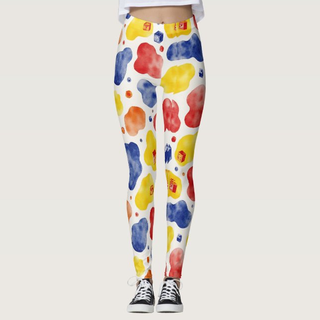 Spelande chunky Oregelbunden Camouflage Mönster Leggings (Framsida)