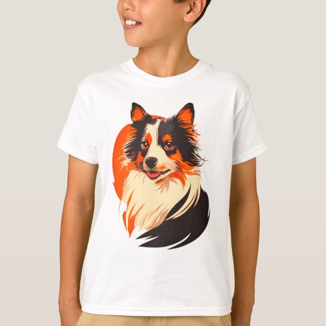 Spelande Collie Assion - Vibrant Hund Art T Shirt (Framsida)