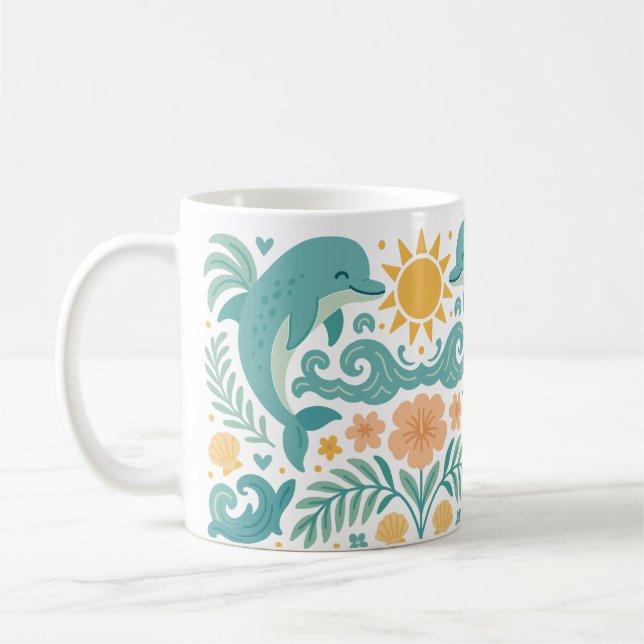 Spelande delfiner Tropiska oceanen Kaffemugg (Vänster)