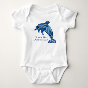Spelande delfinvattenfärg Vänd över Baby T Shirt