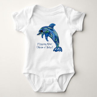 Spelande delfinvattenfärg Vänd över Baby T Shirt