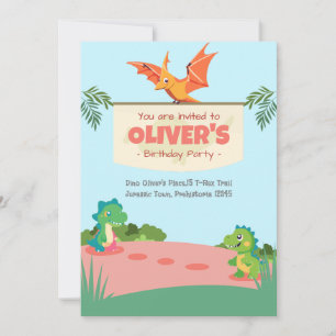 Spelande Dino Playground Birthday Inbjudningar