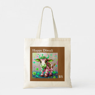 Spelande Diwali Cow Blommigt Elegance Tygkasse