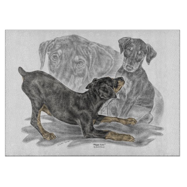 Spelande Doberman Pinscher Puppies (Framsidan)