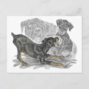 Spelande Doberman Pinscher Puppies Vykort