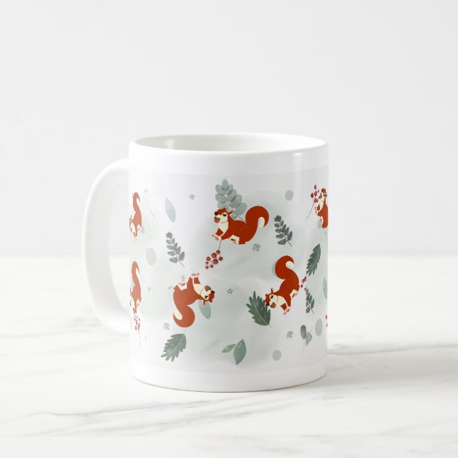 Spelande ekorredesign - Cute and Funny Animal Kaffemugg (Framsida vänster)