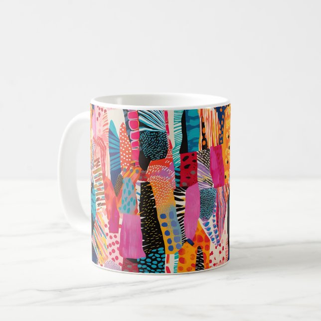 Spelande Färg Abstrakt Mönster Kaffemugg (Framsida vänster)