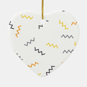 Spelande, färglöst, trendig, modern memphis zigzag julgransprydnad keramik
