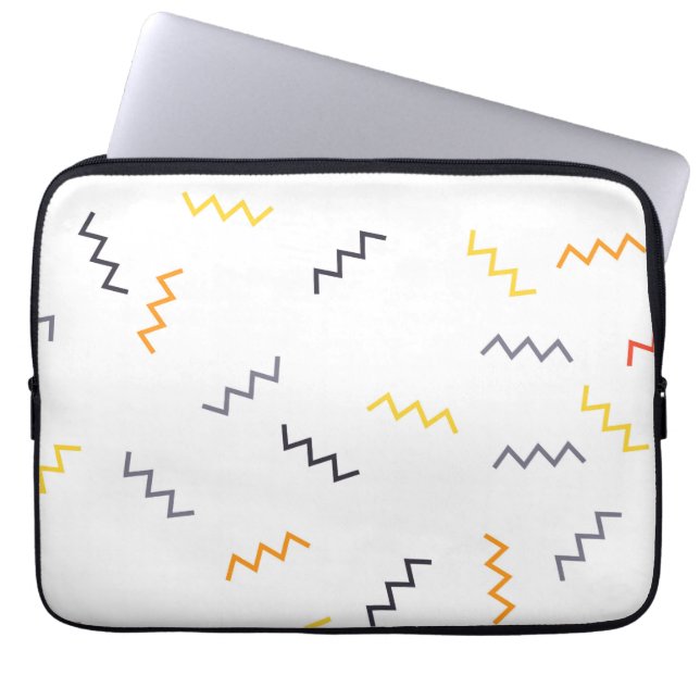 Spelande, färglöst, trendig, modern memphis zigzag laptop fodral (Framsidan)