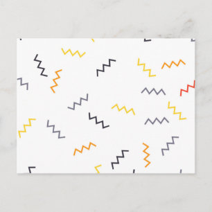 Spelande, färglöst, trendig, modern memphis zigzag vykort
