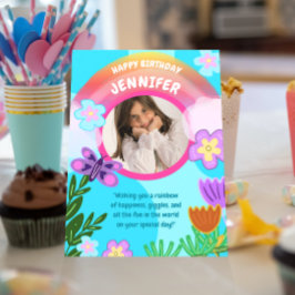 Spelande färgstark regnbåge Garden Birthday Kort