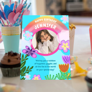 Spelande färgstark regnbåge Garden Birthday Kort