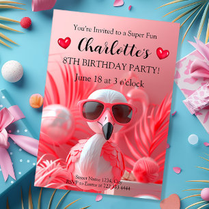 Spelande Flamingo Fiesta Birthday Inbjudningar