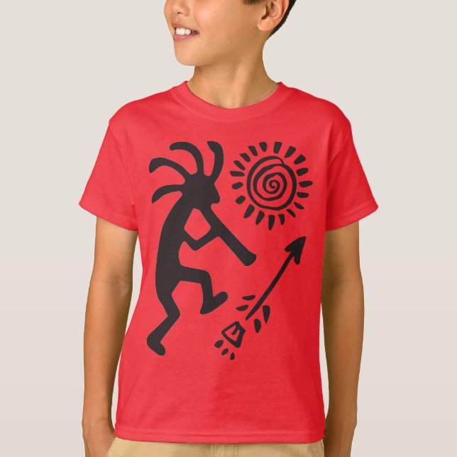 Spelande Flute till Sol Kokopelli T-Shirt (Framsida)