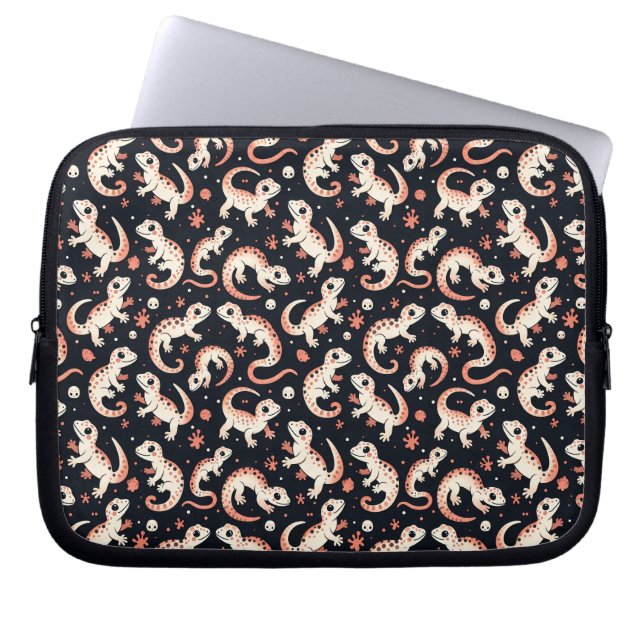 Spelande Gecko Mönster Laptop Fodral (Framsidan)
