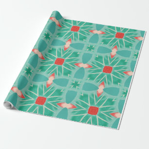 Spelande geometri mönster på blå bakgrund presentpapper