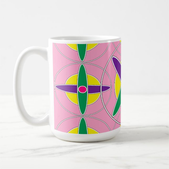 Spelande geometrisk kor mönster kaffemugg (Vänster)