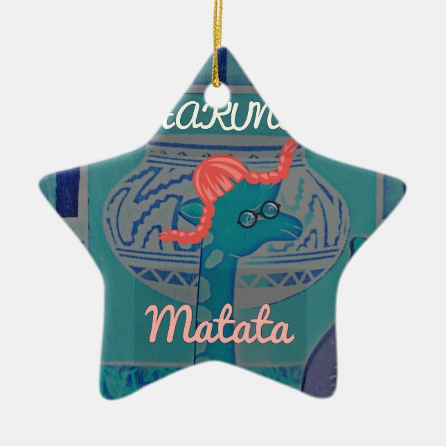 Spelande Giraffe Art: En afrikansk glädje Julgransprydnad Keramik (Framsidan)