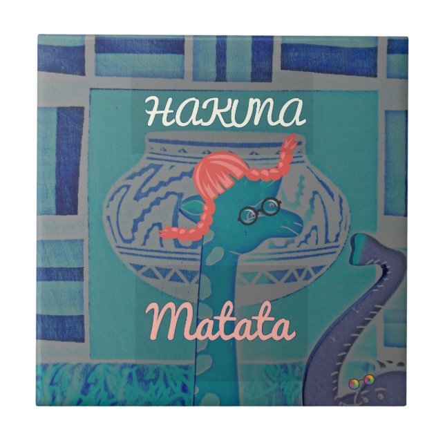 Spelande Giraffe Art: En afrikansk glädje Kakelplatta (Framsidan)