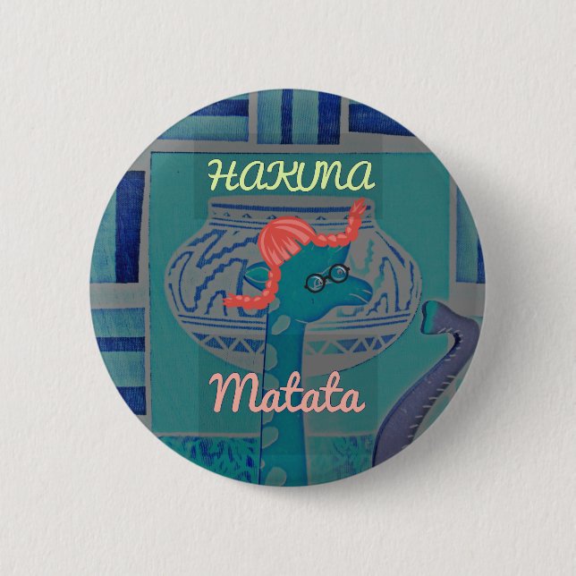 Spelande Giraffe Art: En afrikansk glädje Knapp (Framsida)