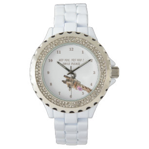 Spelande Giraffe Tunga Out Watch Smile - Din text Armbandsur