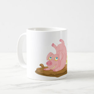 Spelande Gris i Lera Funny Farm Animal Kaffemugg