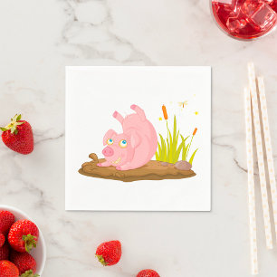 Spelande Gris i Lera Funny Farm Animal Pappersservett