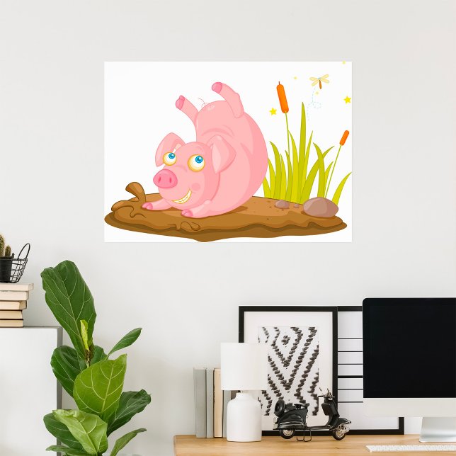 Spelande Gris i Lera Funny Farm Animal Poster (Skapare uppladdad)