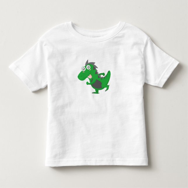 Spelande Grönt Dino T Shirt (Framsida)