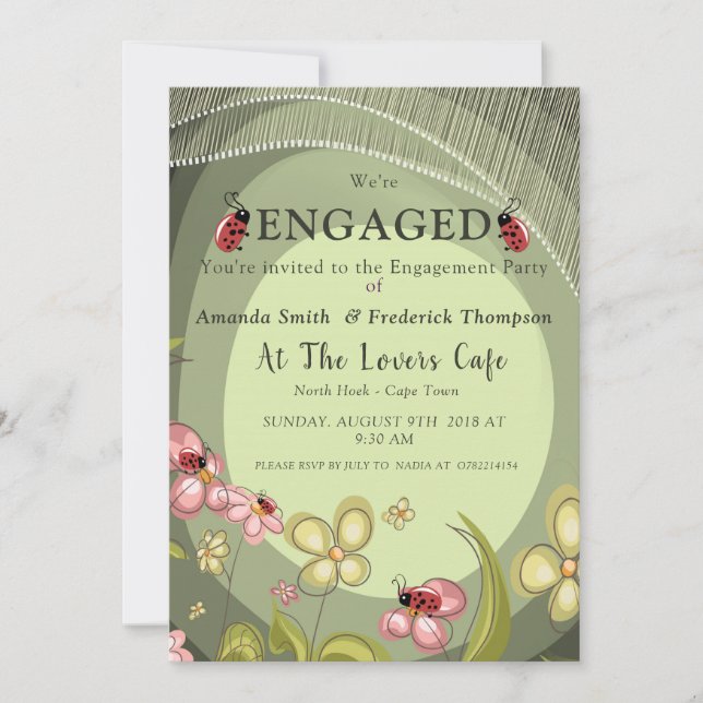 Spelande Grönt och Dam-fågel Inbjudningar (Framsida)