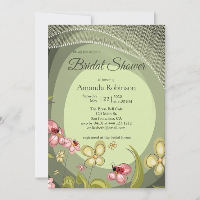 Spelande Grönt och Dam-fågel Inbjudningar (Framsida)