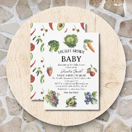 Spelande Grönt Retro Organic Locally Grown Baby Sh Inbjudningar