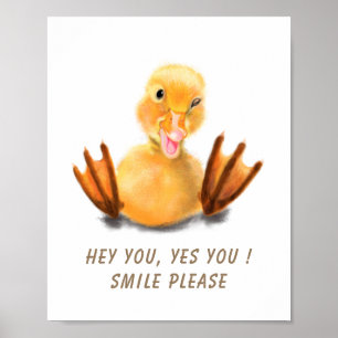 Spelande Gult Duckling Wink Poster Smile