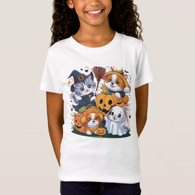 Spelande Halloween-sällskapsdjur: Cute och Spooky  T Shirt (Framsida)