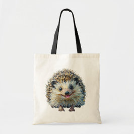 Spelande Hedgehog Tote Bag Oljemålning Stil Tygkasse