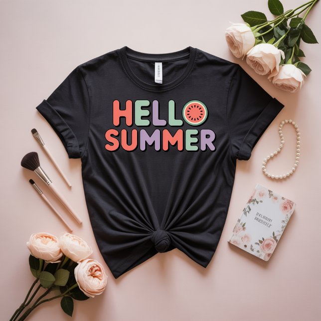 Spelande "Hej Summer" Watermelon Vector Illustrat T Shirt (Skapare uppladdad)