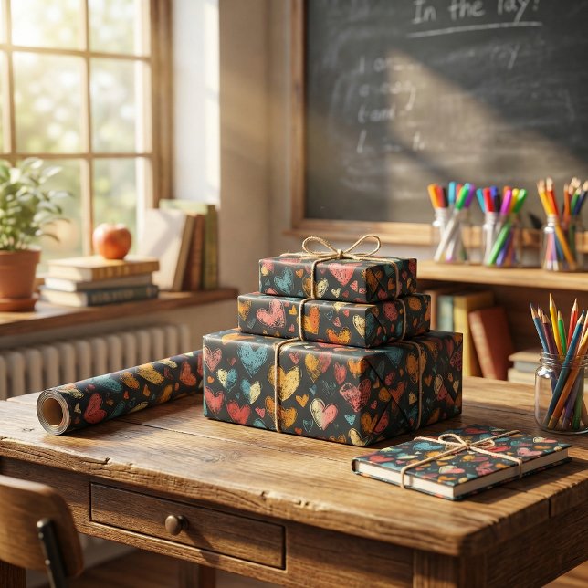 Spelande hjärteklass: Barnfärgad konst Presentpapper (Skapare uppladdad)