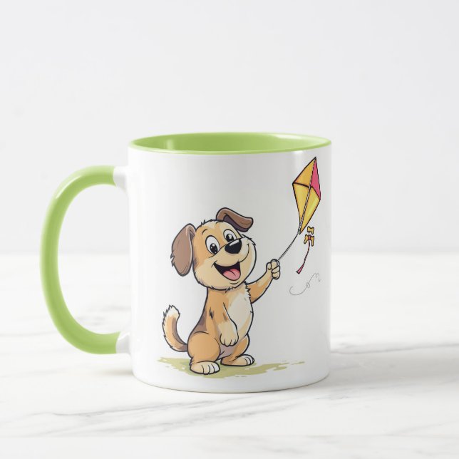 Spelande Hund med Kite Mugg - Roligt Gift for Anim (Vänster)