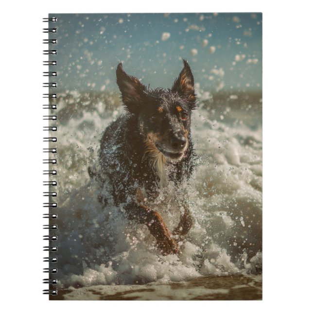 Spelande Hund Ocean Vinkar bärbar dator Anteckningsbok (Framsidan)