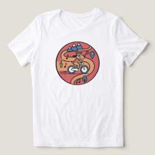 Spelande Hund på Bike - Retro-Tecknad ENDAST VIT T Shirt