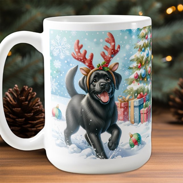 Spelande julhelg för Labrador Retriever Puppy Hund Kaffemugg (Skapare uppladdad)