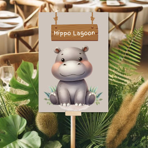 Spelande Jungle Safari Hippo Lagoon Bord-tecken Bordsnummer