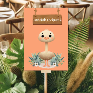 Spelande Jungle Safari Ostrich Bord-tecken Bordsnummer