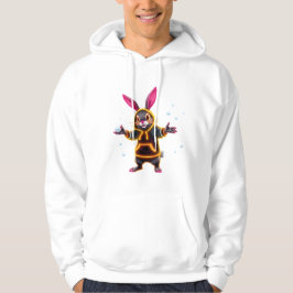 Spelande kanin med snöbollar hoodie