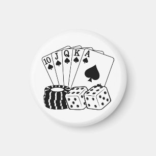 Spelande kasinokort Dice Poker Chip Art Magnet