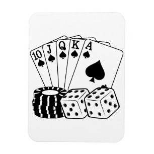 Spelande kasinokort Dice Poker Chip Art Magnet