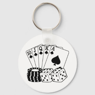 Spelande kasinokort Dice Poker Chip Art Nyckelring