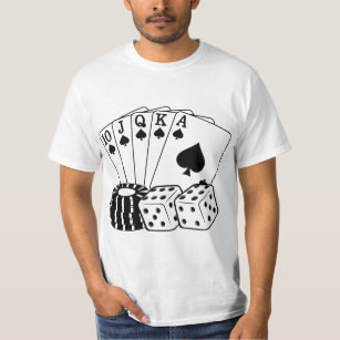 Spelande kasinokort Dice Poker Chip Art T Shirt