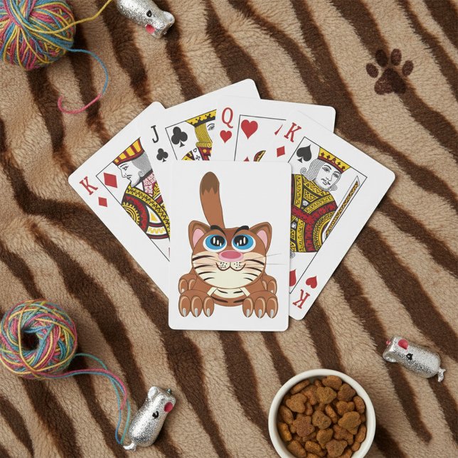 Spelande katt med Big Blue Ögon Roligt Whimsical K Casinokort (Skapare uppladdad)
