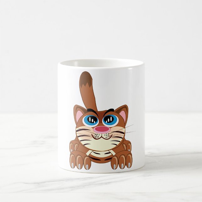 Spelande katt med Big Blue Ögon Roligt Whimsical K Kaffemugg (Skapare uppladdad)
